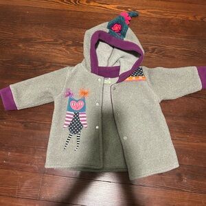 12-18 month Gray Hooded Jacket with Purple Accents